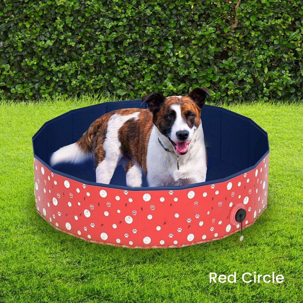 Floofi Pet Pool 120cm*30cm XL Red Circle FI-SB-109-HR - DogsDomain.com.au