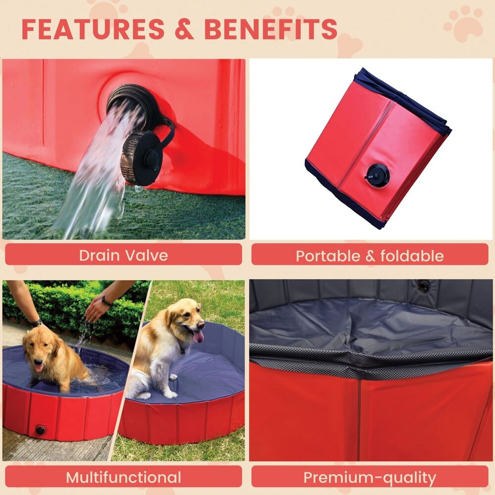 Floofi Pet Pool 120cm*30cm XL Red Circle FI-SB-109-HR - DogsDomain.com.au