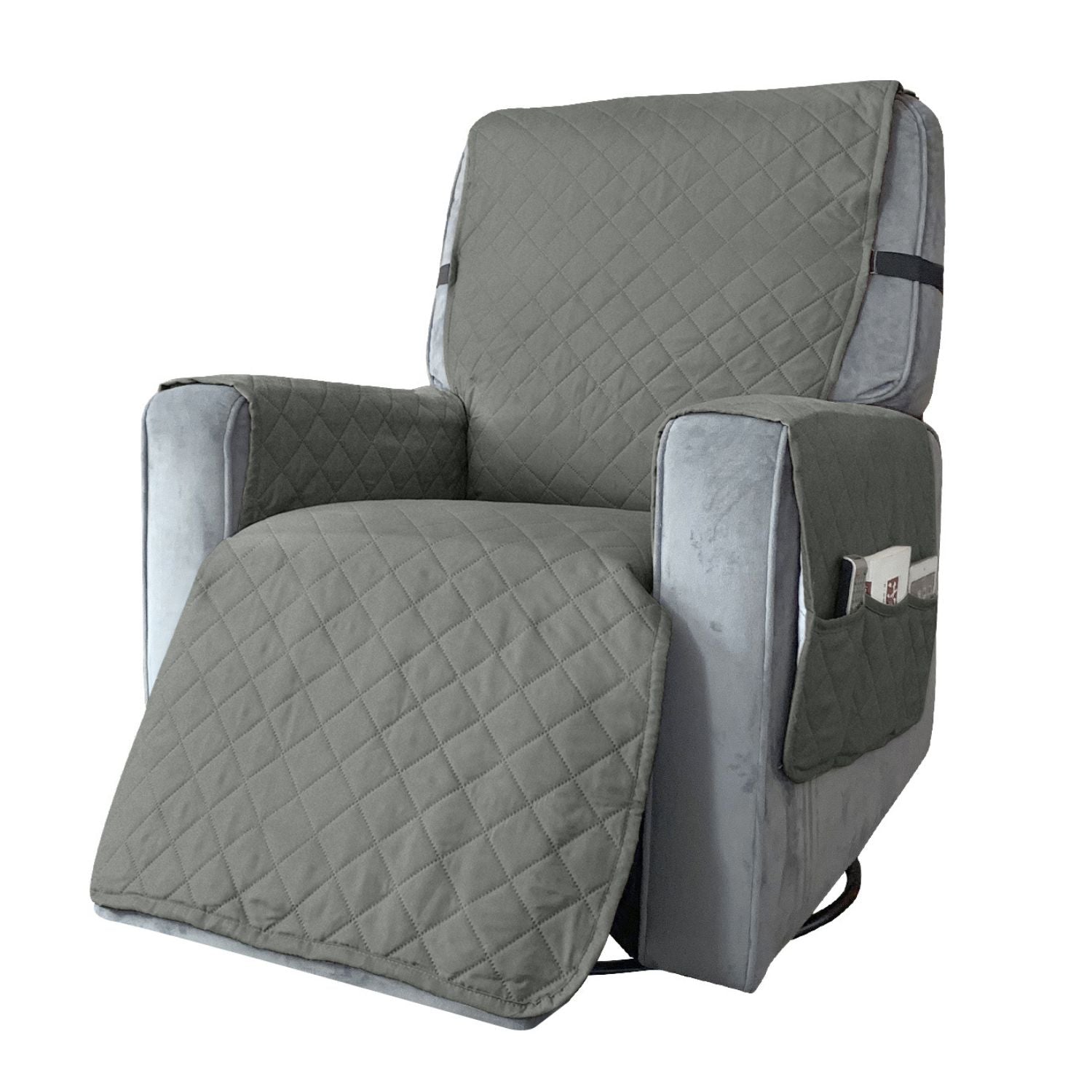 FLOOFI Pet Sofa Cover Recliner Chair L Size with Pocket (Light Grey) FI-PSC-118-BY - DogsDomain.com.au