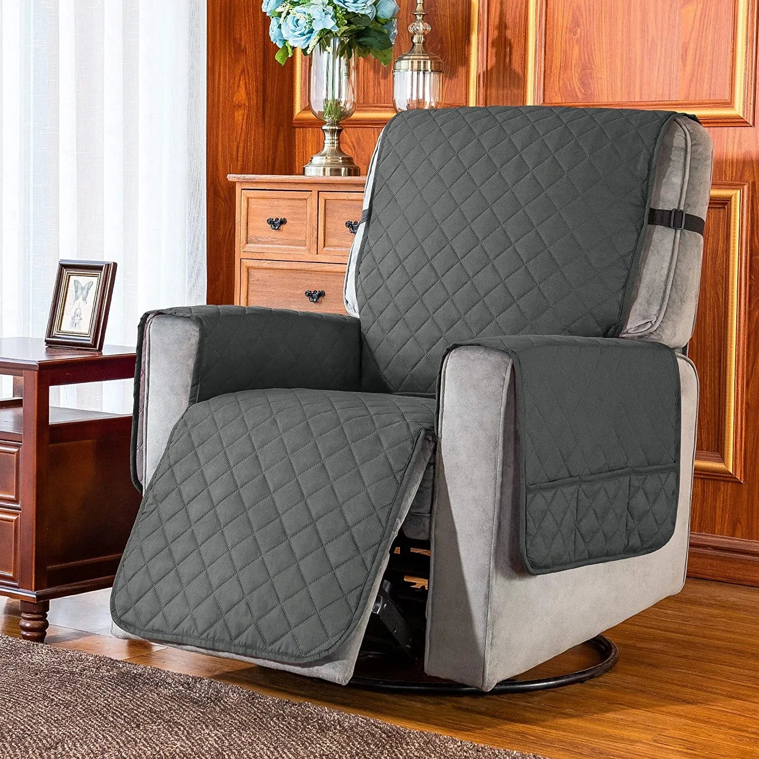 FLOOFI Pet Sofa Cover Recliner Chair L Size with Pocket (Light Grey) FI-PSC-118-BY - DogsDomain.com.au