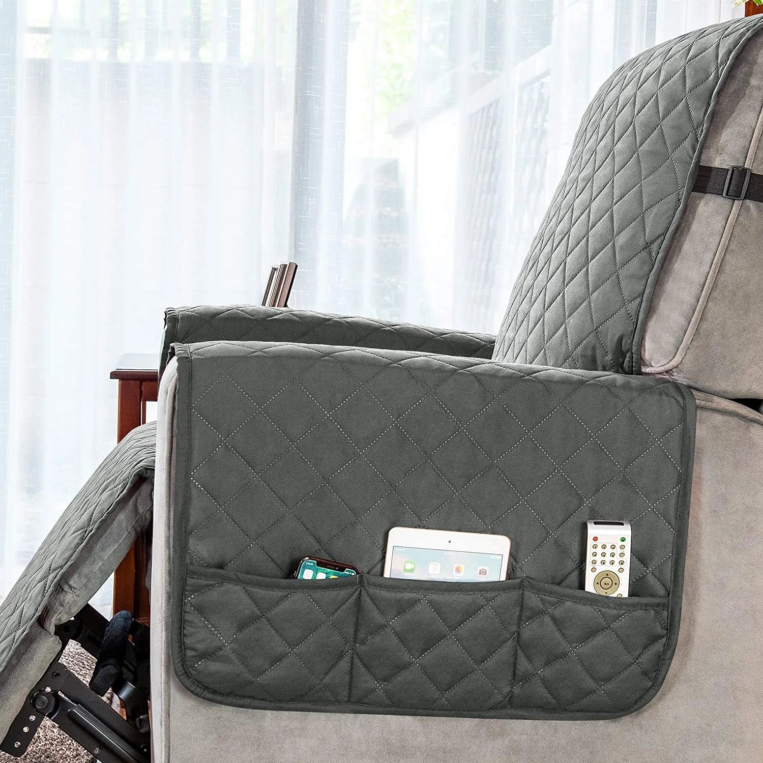 FLOOFI Pet Sofa Cover Recliner Chair L Size with Pocket (Light Grey) FI-PSC-118-BY - DogsDomain.com.au