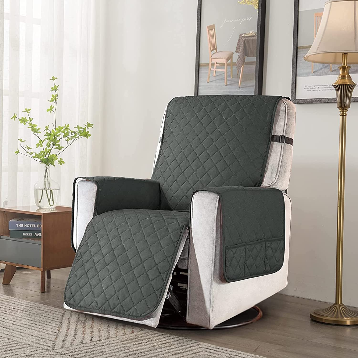 FLOOFI Pet Sofa Cover Recliner Chair S Size with Pocket (Grey) FI-PSC-117-BY - DogsDomain.com.au