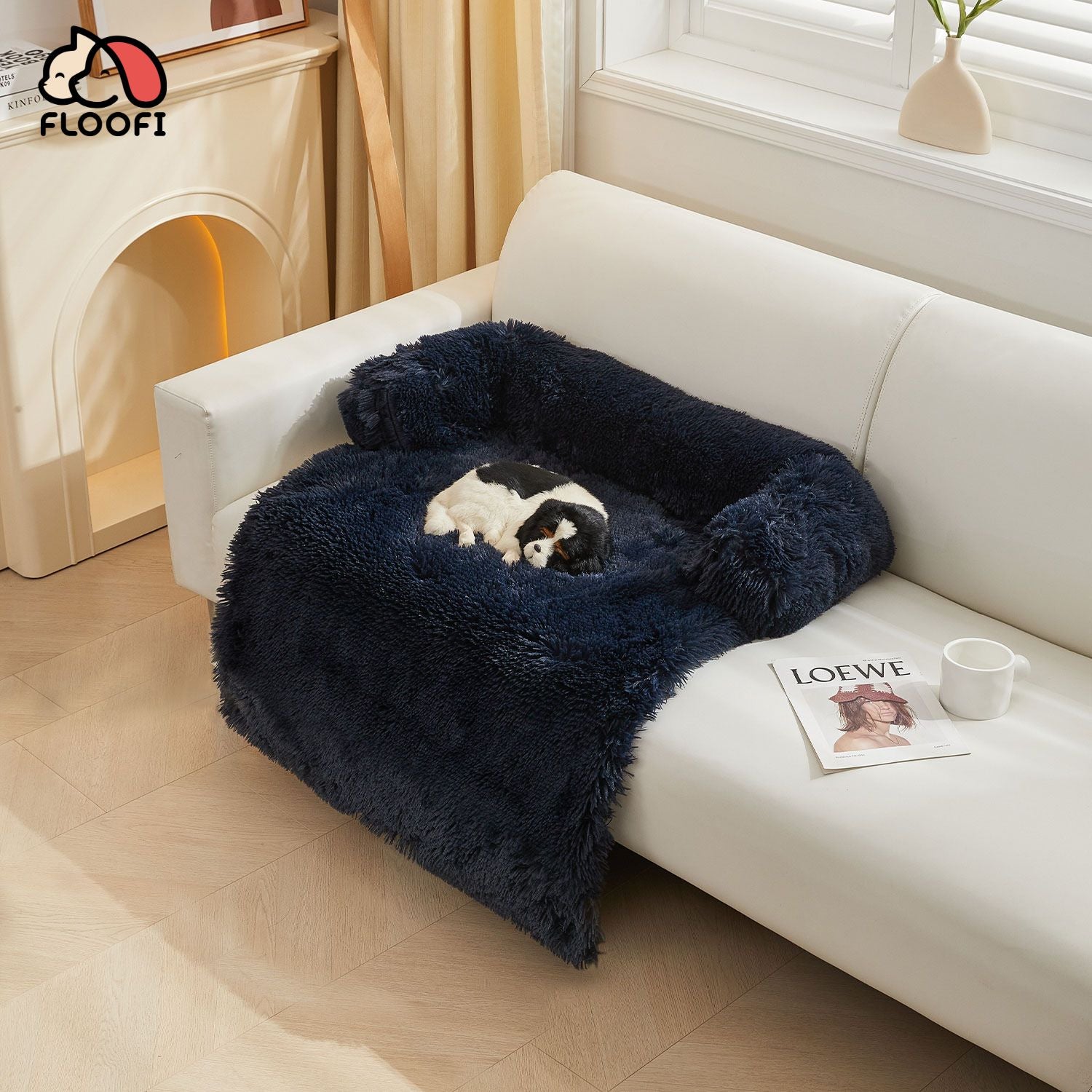 Floofi Pet Sofa Cover Soft with Bolster L Size (Dark Blue) FI-PSC-122-SMT - DogsDomain.com.au