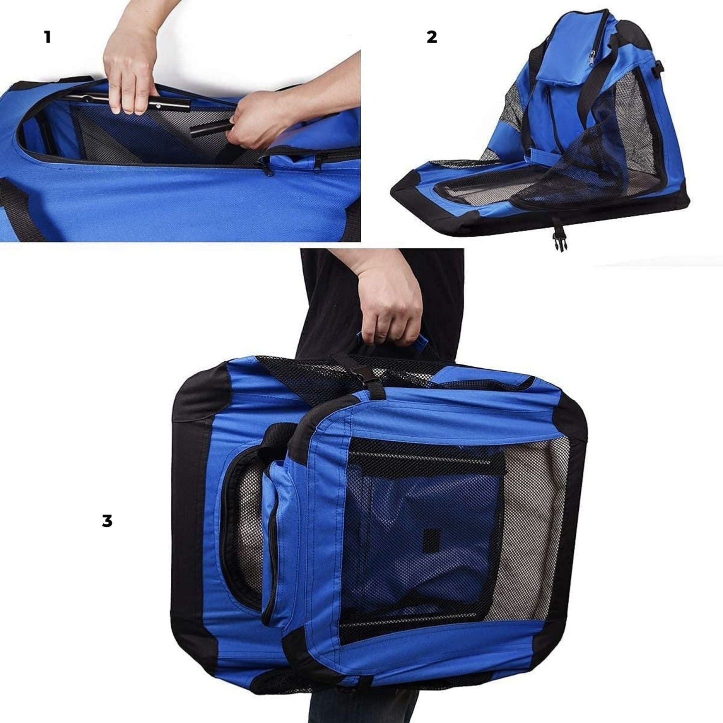 FLOOFI Portable Pet Carrier-Model 1-M Size (Blue) FI-PC-144-KPT - DogsDomain.com.au