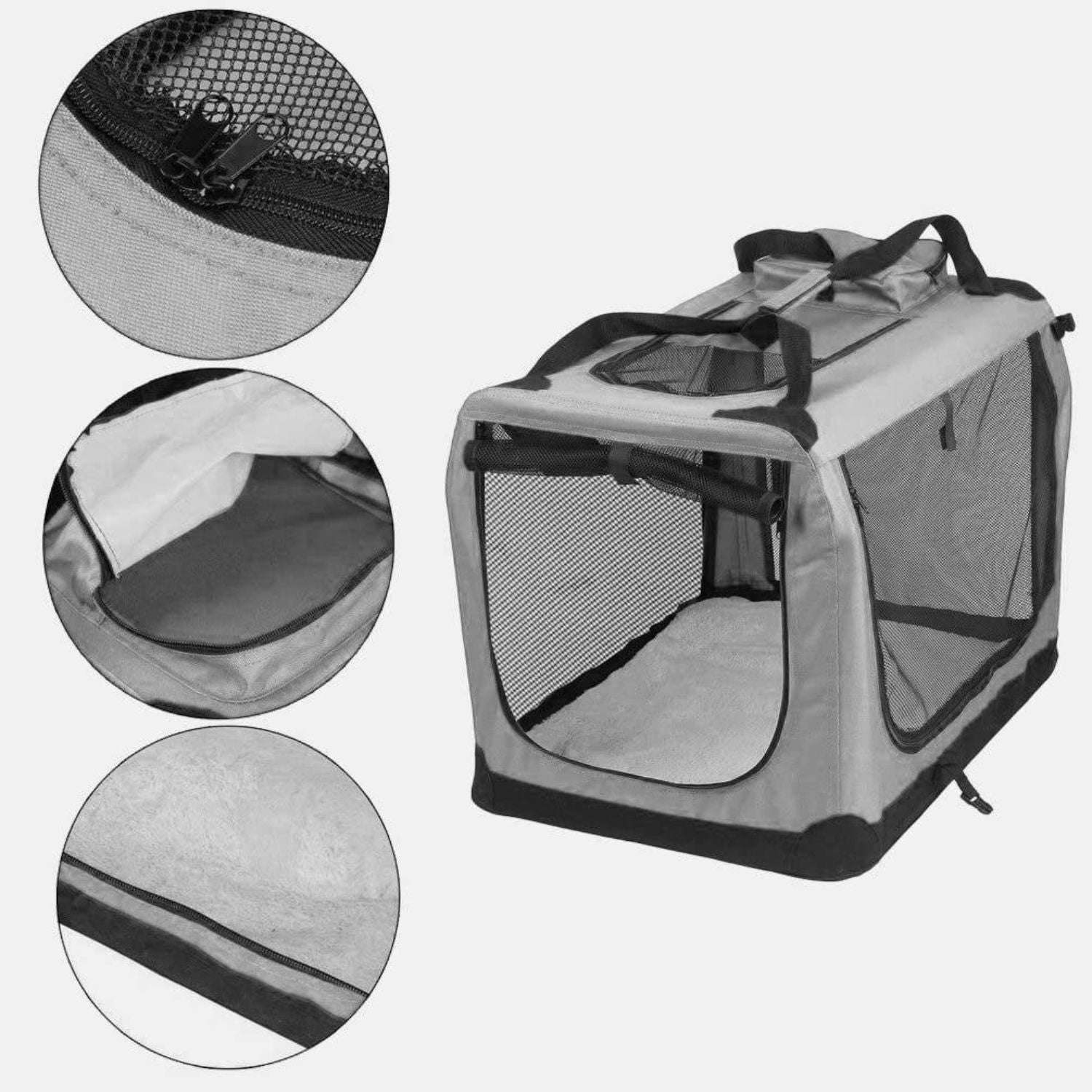 FLOOFI Portable Pet Carrier-Model 1-XL Size (Grey) FI-PC-146-KPT - DogsDomain.com.au