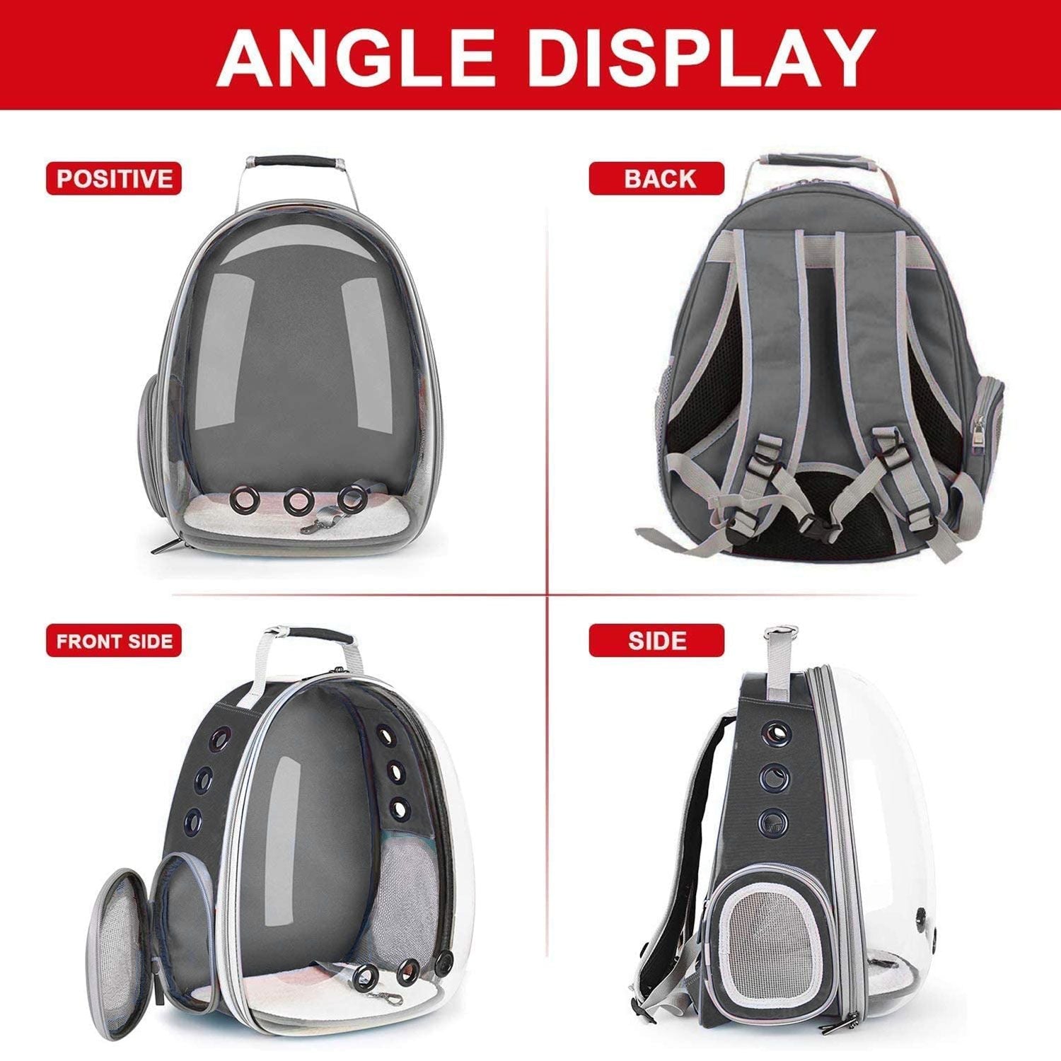 Floofi Space Capsule Backpack - Model 1 (Grey) FI-BP-105-FCQ - DogsDomain.com.au
