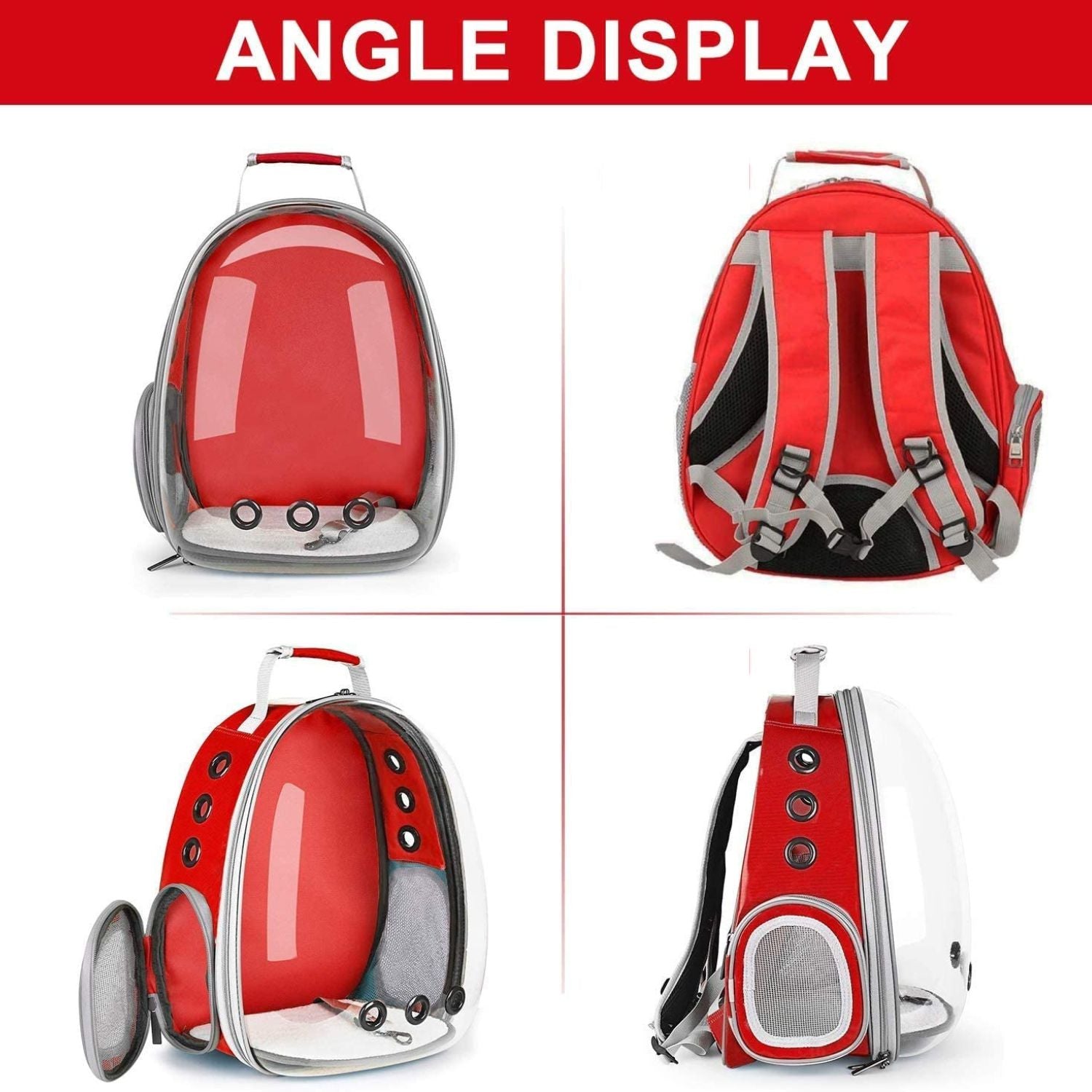 Floofi Space Capsule Backpack - Model 1 (Red) FI-BP-107-FCQ - DogsDomain.com.au
