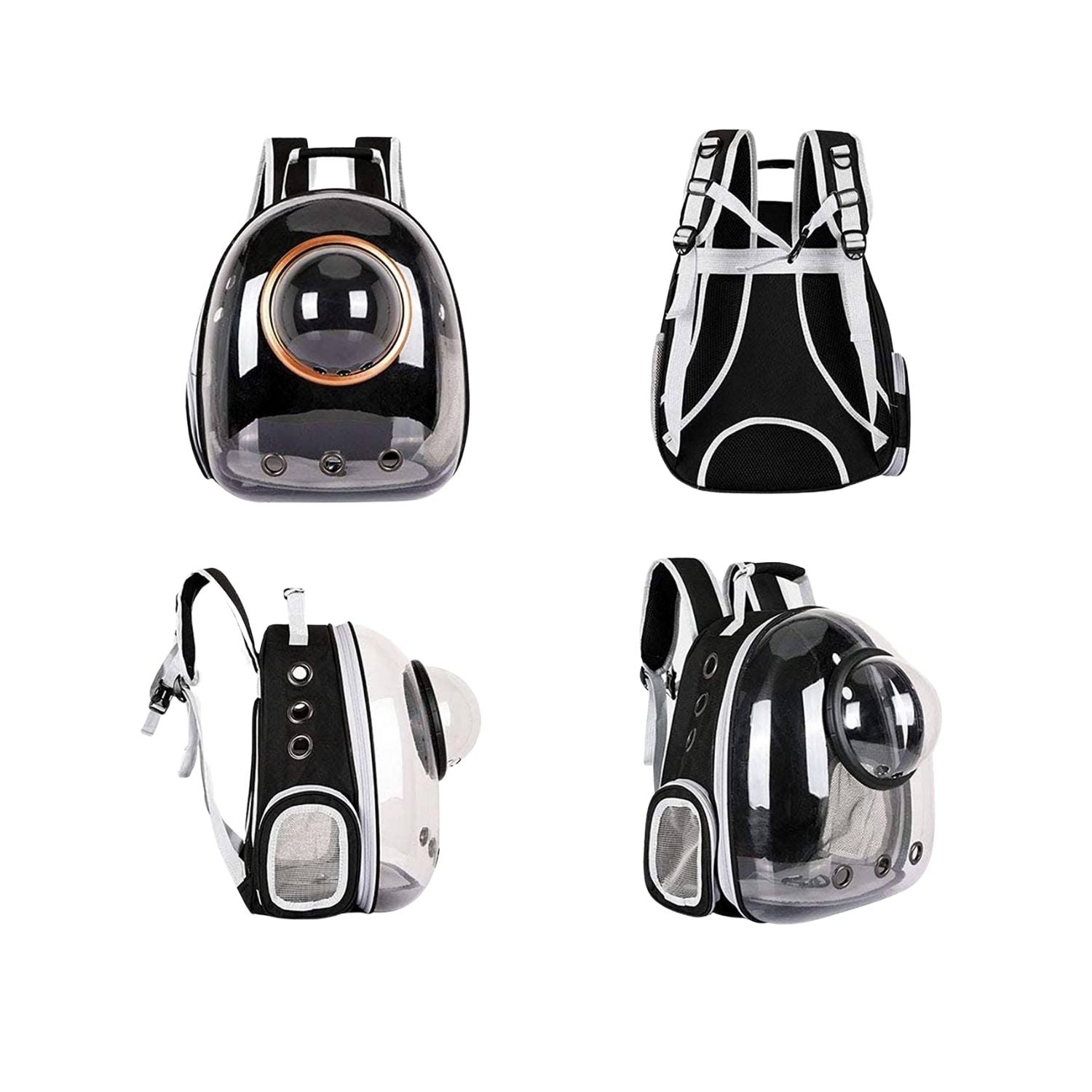 Floofi Space Capsule Backpack - Model 2 (Black) FI-BP-108-FCQ - DogsDomain.com.au