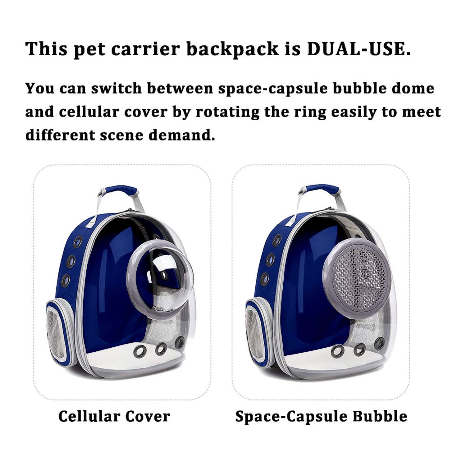 Floofi Space Capsule Backpack - Model 2 (Blue) FI-BP-110-FCQ - DogsDomain.com.au