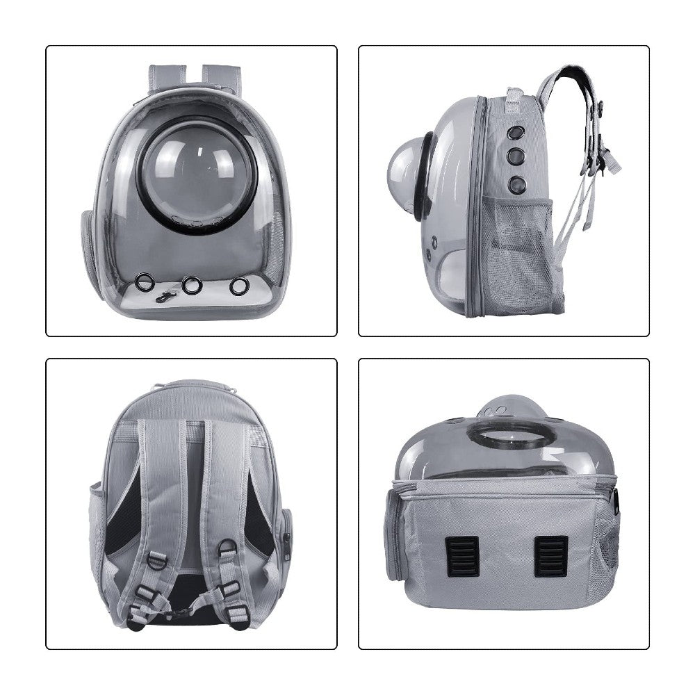 Floofi Space Capsule Backpack - Model 2 (Grey) FI-BP-109-FCQ - DogsDomain.com.au