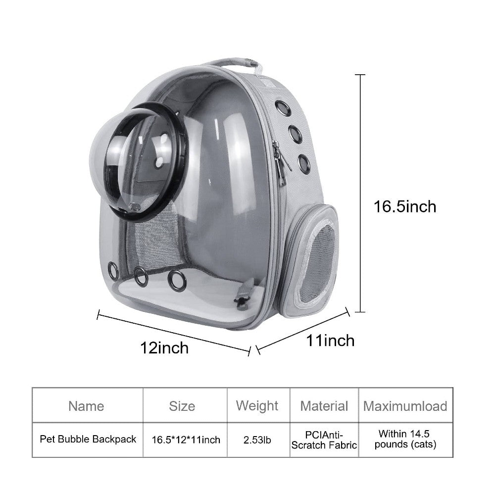 Floofi Space Capsule Backpack - Model 2 (Grey) FI-BP-109-FCQ - DogsDomain.com.au