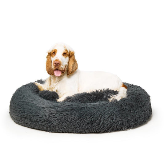Fur King Nap Time" Calming Dog Bed - Medium - Grey" - DogsDomain.com.au