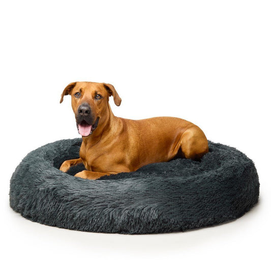 Fur King Nap Time" Calming Dog Bed - XL -Grey" - DogsDomain.com.au