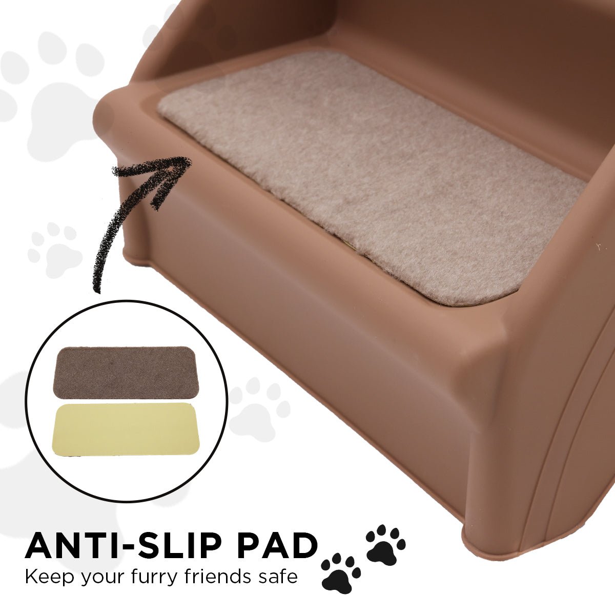 Furtastic 50cm Foldable Step Ladder Stairs - Brown - DogsDomain.com.au