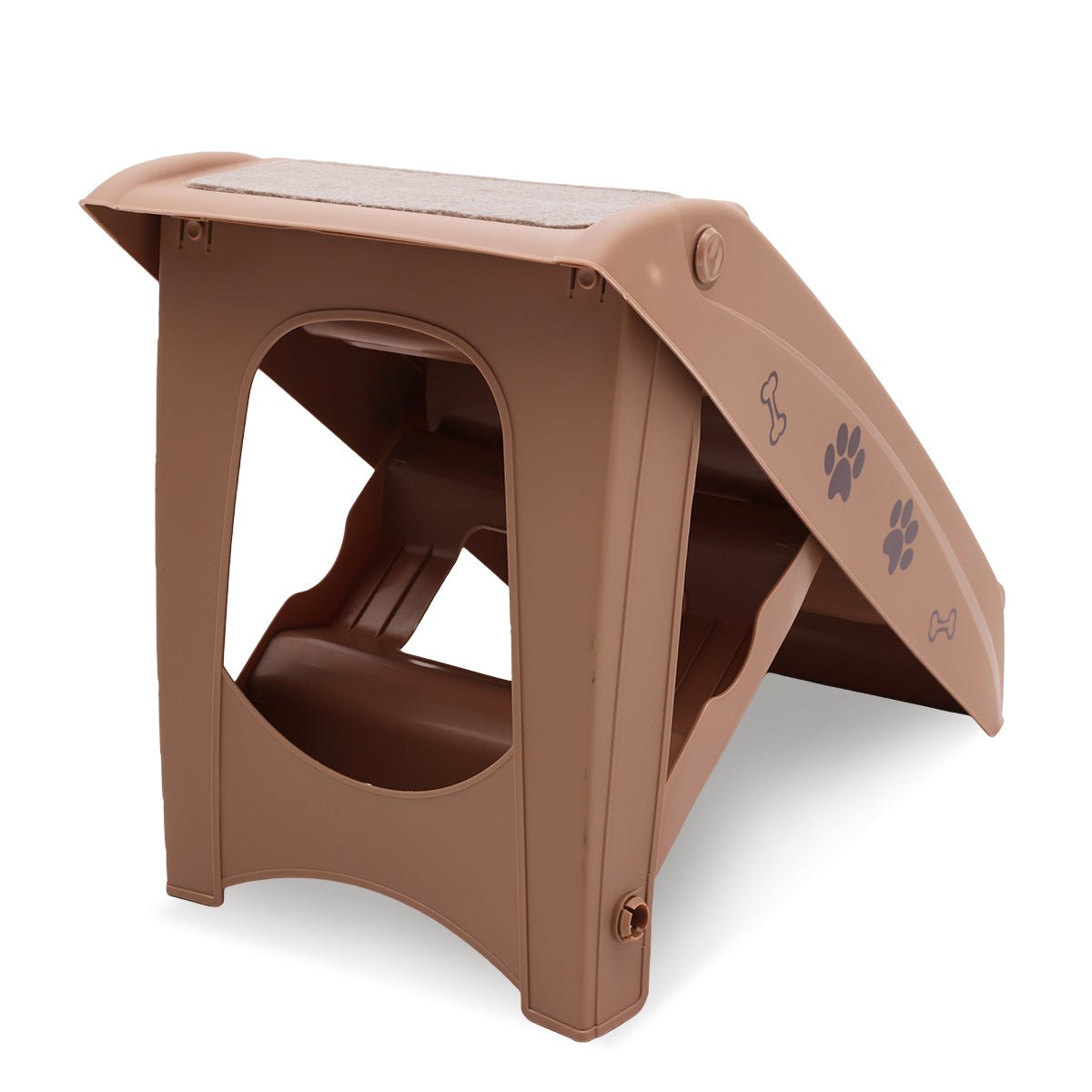 Furtastic 50cm Foldable Step Ladder Stairs - Brown - DogsDomain.com.au
