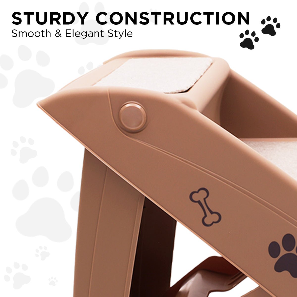 Furtastic 50cm Foldable Step Ladder Stairs - Brown - DogsDomain.com.au