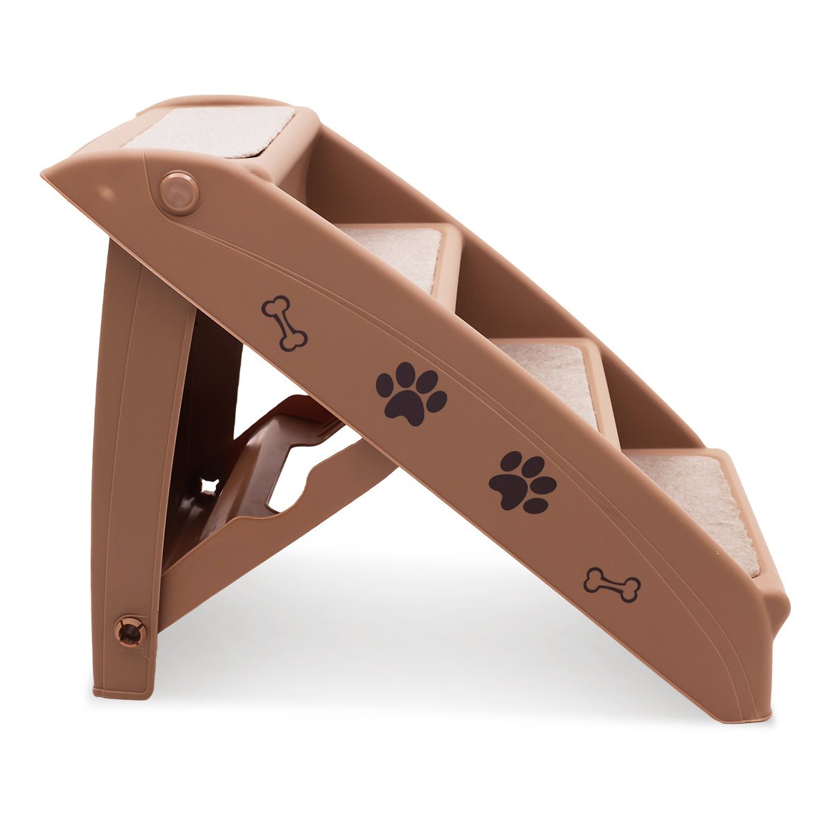 Furtastic 50cm Foldable Step Ladder Stairs - Brown - DogsDomain.com.au