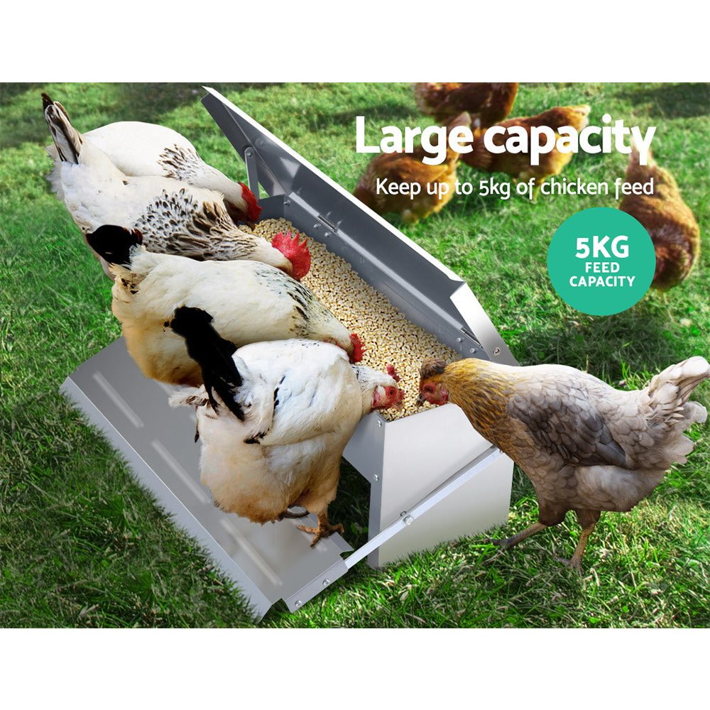 Giantz Auto Chicken Feeder Automatic Chook Poultry Treadle Self Opening Coop - DogsDomain.com.au