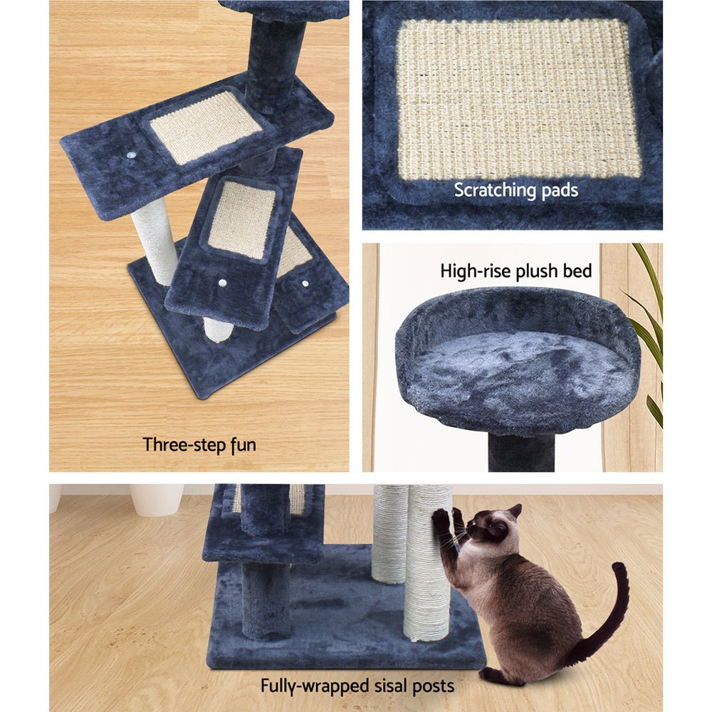 i.Pet Cat Tree 100cm Trees Scratching Post Scratcher Tower Condo House Furniture Wood Steps - DogsDomain.com.au