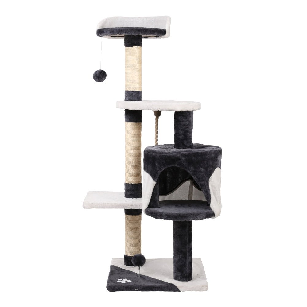 i.Pet Cat Tree 112cm Trees Scratching Post Scratcher Tower Condo House Furniture Wood - DogsDomain.com.au