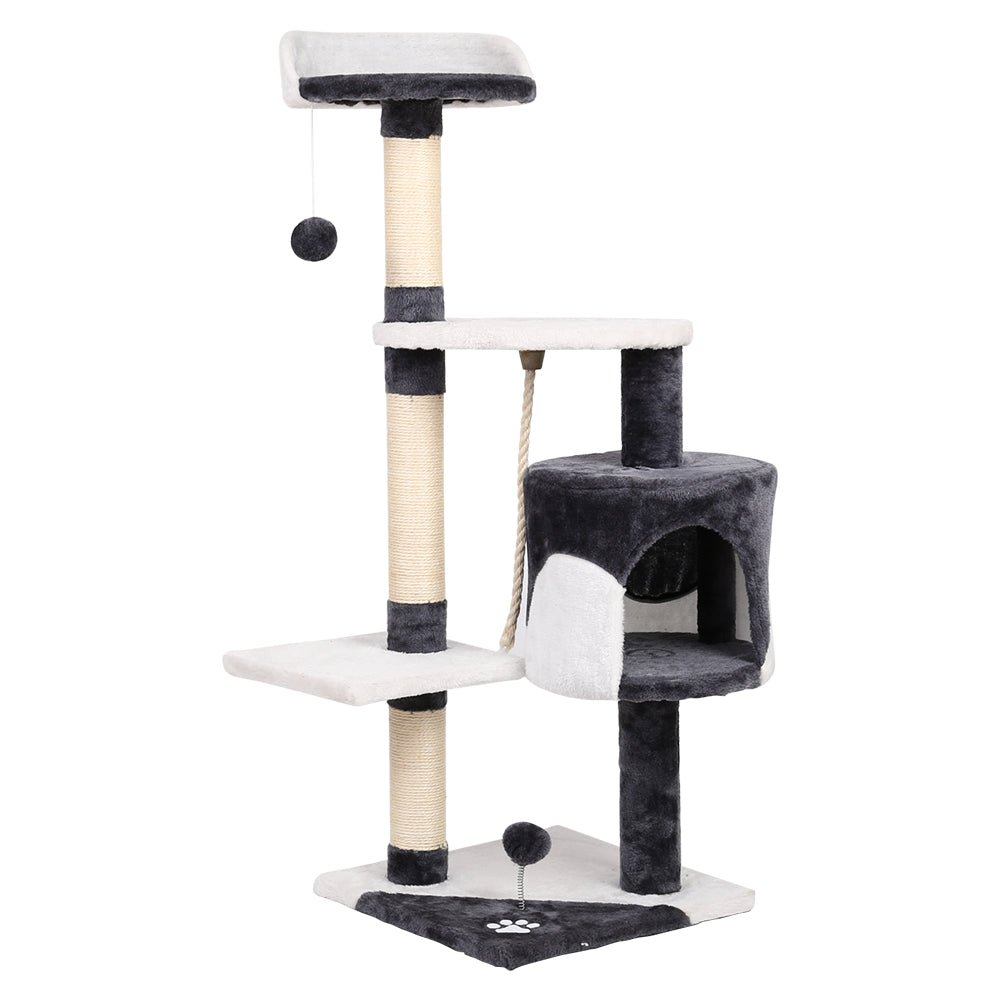i.Pet Cat Tree 112cm Trees Scratching Post Scratcher Tower Condo House Furniture Wood - DogsDomain.com.au