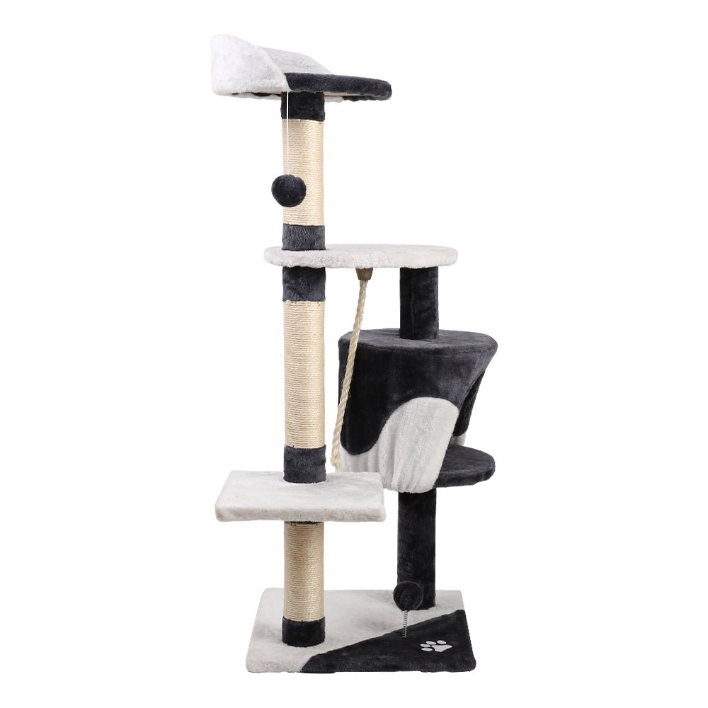 i.Pet Cat Tree 112cm Trees Scratching Post Scratcher Tower Condo House Furniture Wood - DogsDomain.com.au