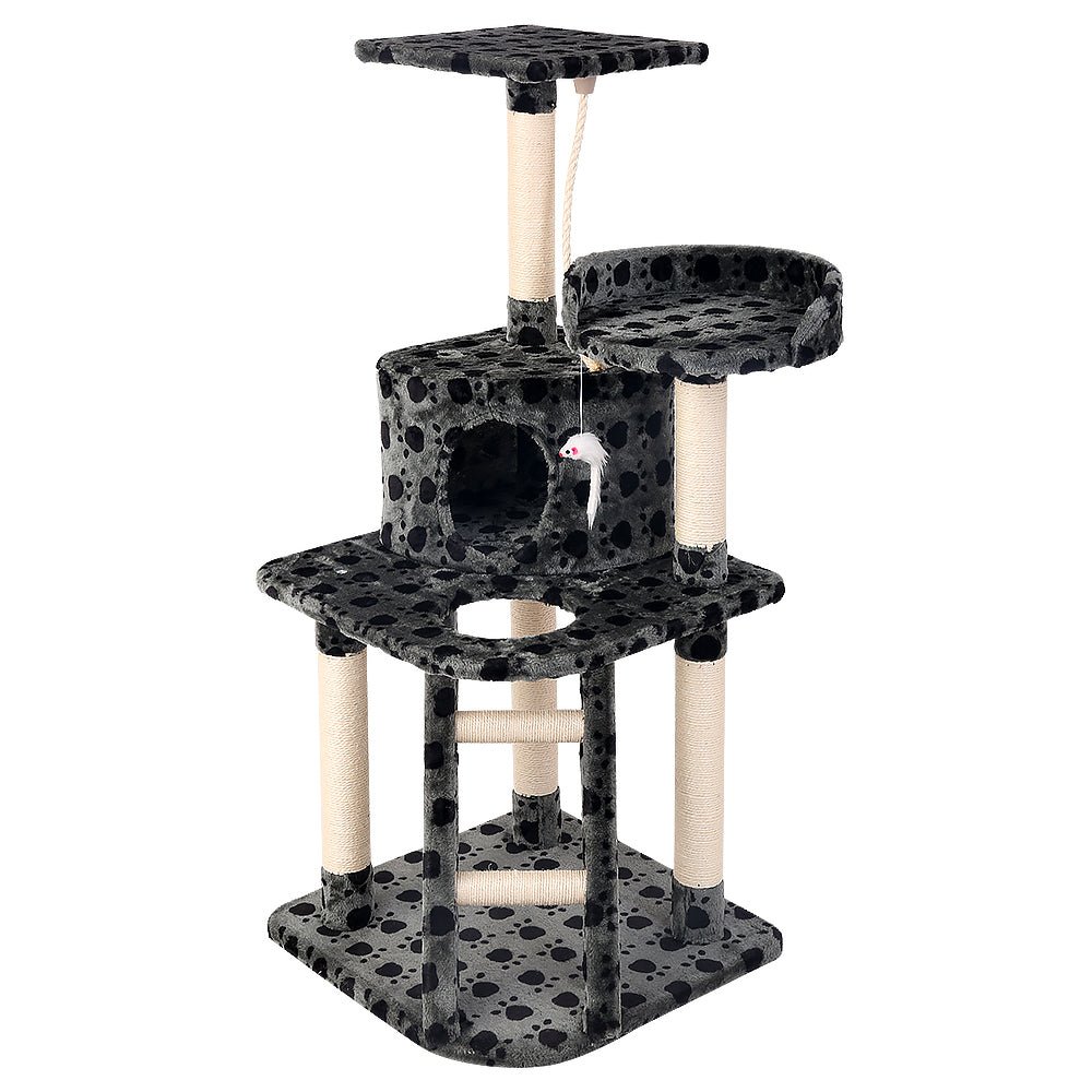 i.Pet Cat Tree 120cm Trees Scratching Post Scratcher Tower Condo House Furniture Wood 120cm - DogsDomain.com.au