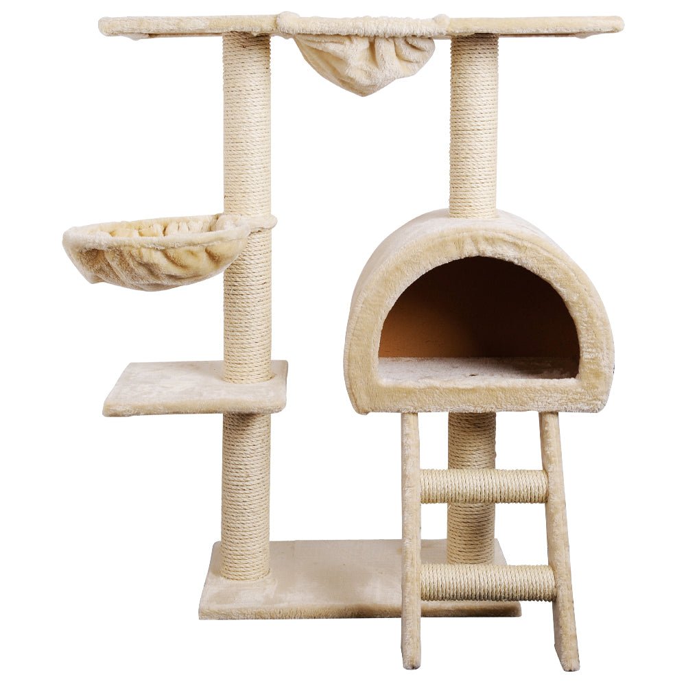 i.Pet Cat Tree Trees Scratching Post Scratcher Condo Tower House Bed Beige 100cm - DogsDomain.com.au