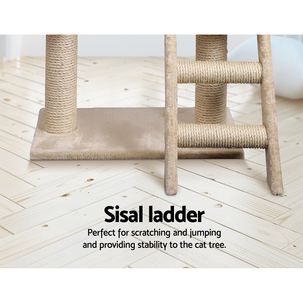 i.Pet Cat Tree Trees Scratching Post Scratcher Condo Tower House Bed Beige 100cm - DogsDomain.com.au