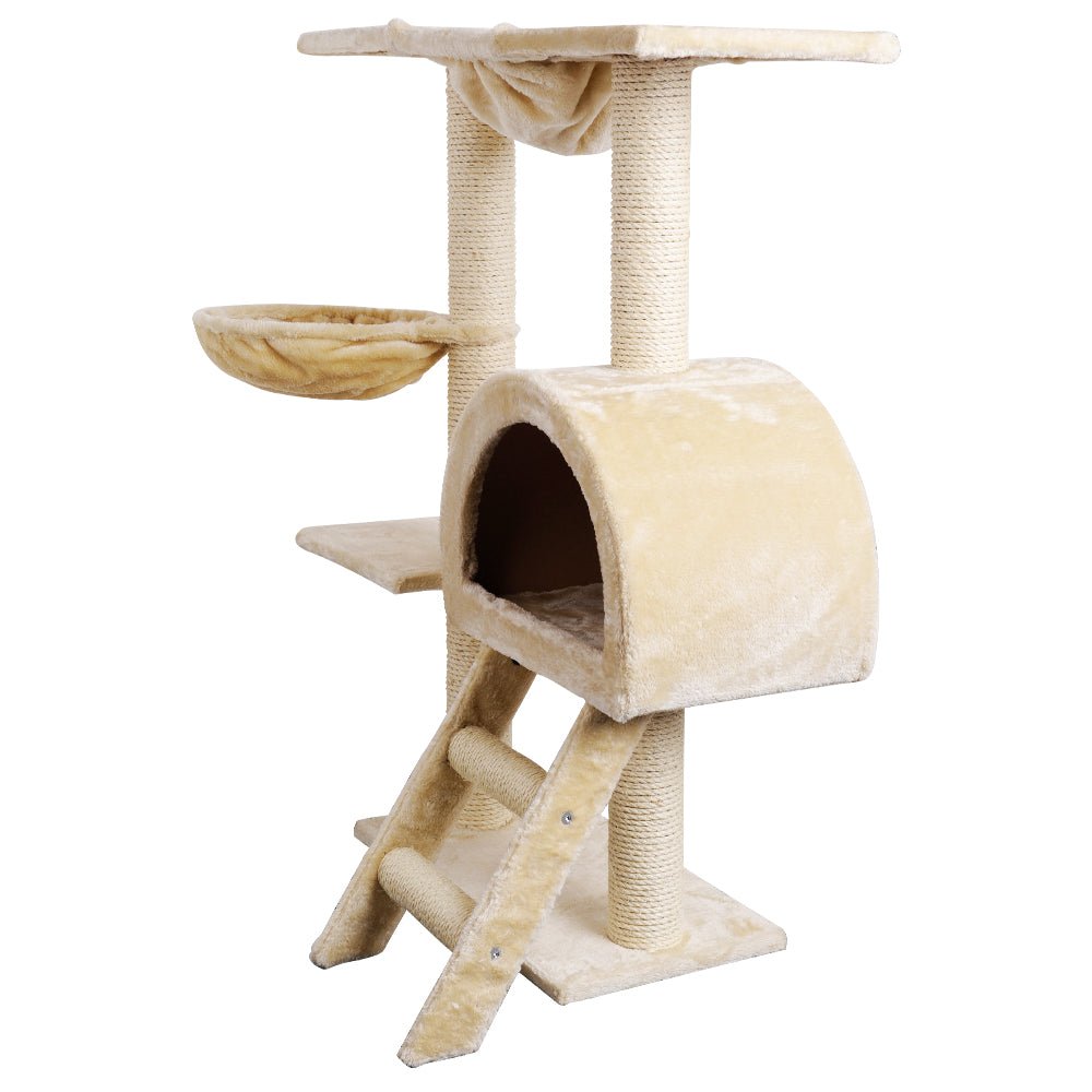 i.Pet Cat Tree Trees Scratching Post Scratcher Condo Tower House Bed Beige 100cm - DogsDomain.com.au