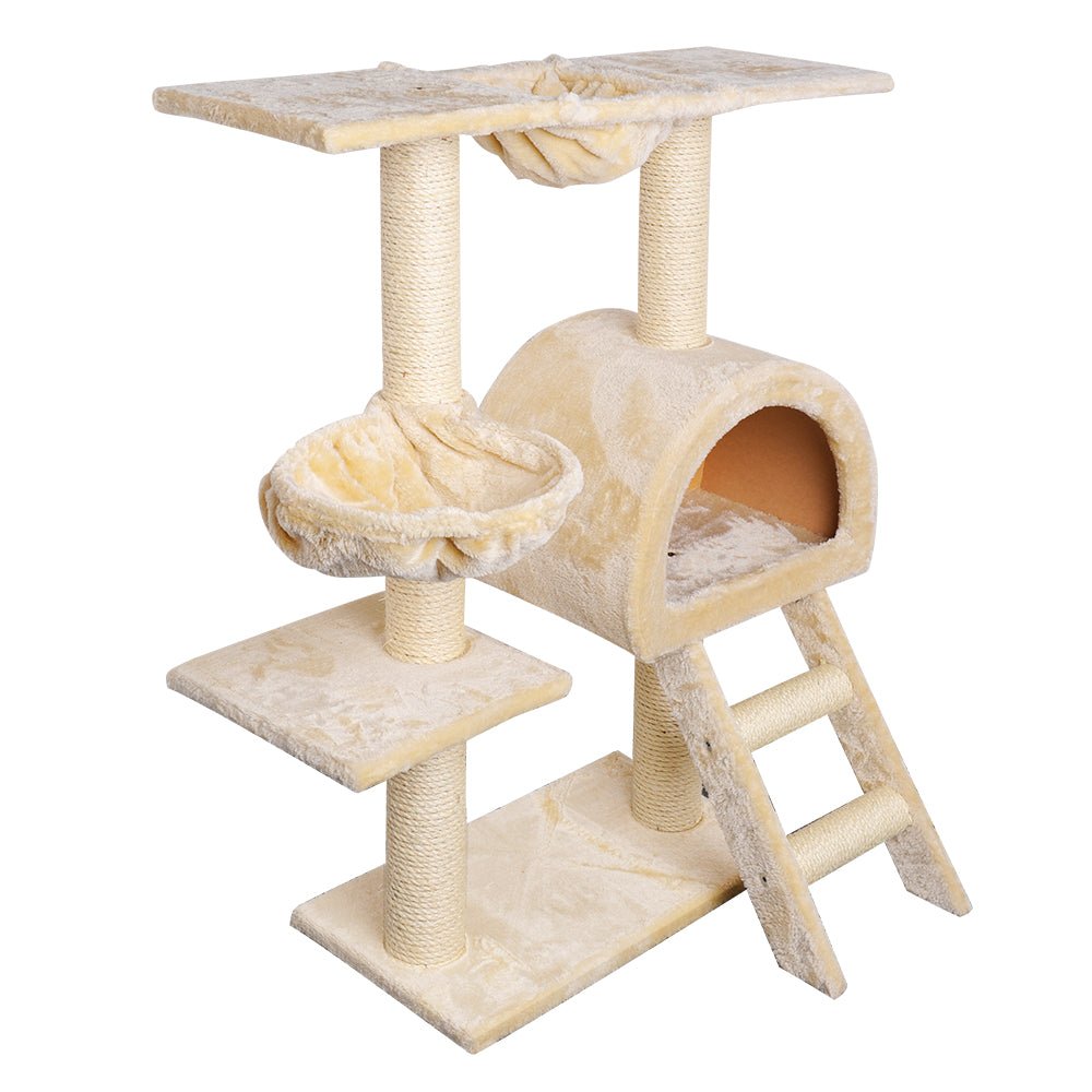 i.Pet Cat Tree Trees Scratching Post Scratcher Condo Tower House Bed Beige 100cm - DogsDomain.com.au