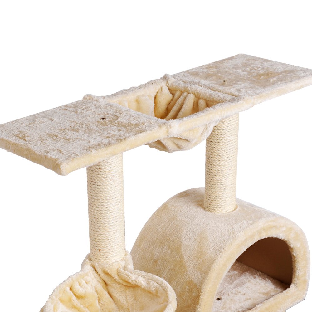 i.Pet Cat Tree Trees Scratching Post Scratcher Condo Tower House Bed Beige 100cm - DogsDomain.com.au