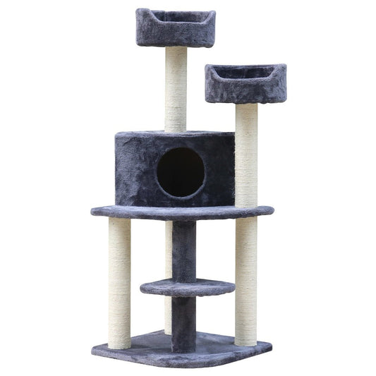 i.Pet Cat Tree Trees Scratching Post Scratcher Tower Condo House Grey 126cm - DogsDomain.com.au