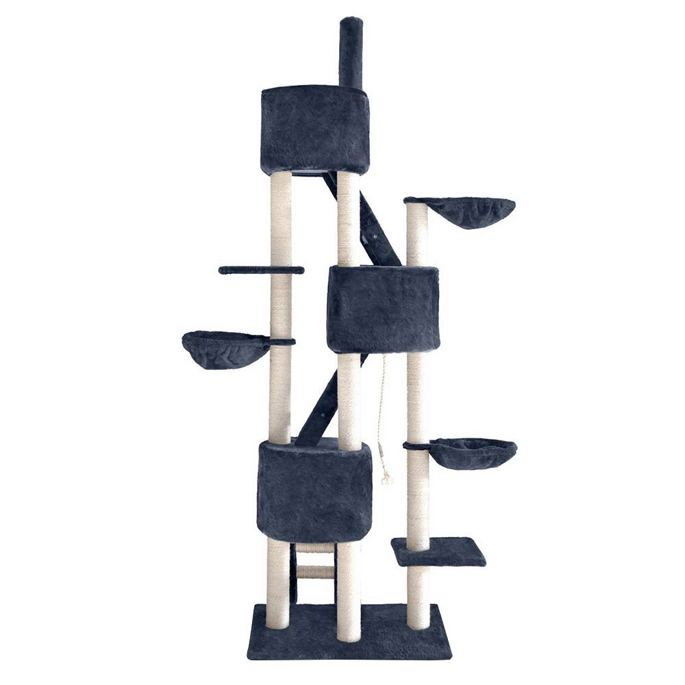 i.Pet Cat Tree Trees Scratching Post Scratcher Tower Condo House Grey 244cm - DogsDomain.com.au