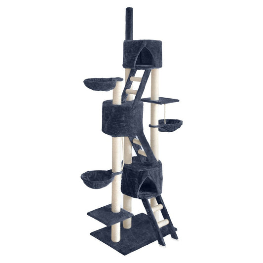 i.Pet Cat Tree Trees Scratching Post Scratcher Tower Condo House Grey 244cm - DogsDomain.com.au