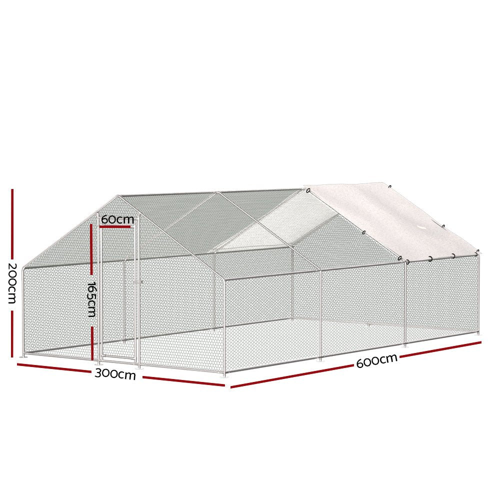 i.Pet Chicken Coop Cage Run Rabbit Hutch Large Walk In Hen Enclosure Cover 3x6m - DogsDomain.com.au