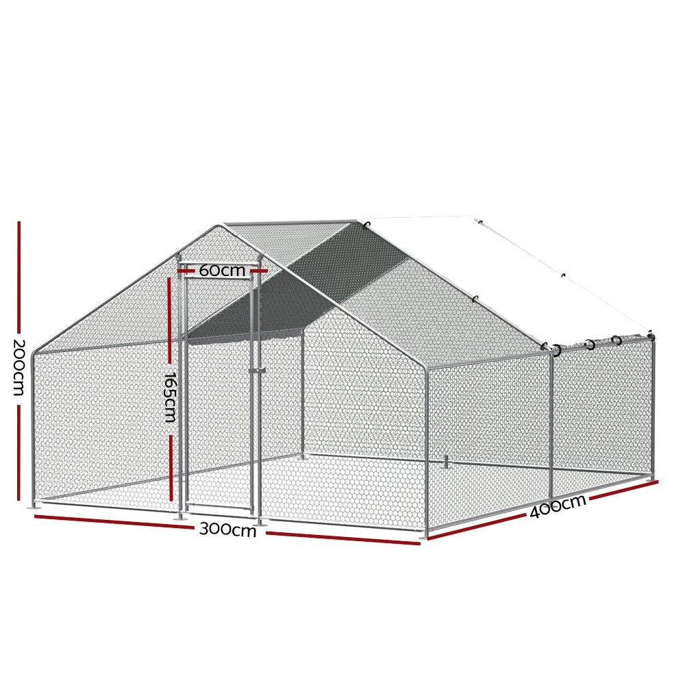 i.Pet Chicken Coop Cage Run Rabbit Hutch Large Walk In Hen House Cover 3x4x2m - DogsDomain.com.au