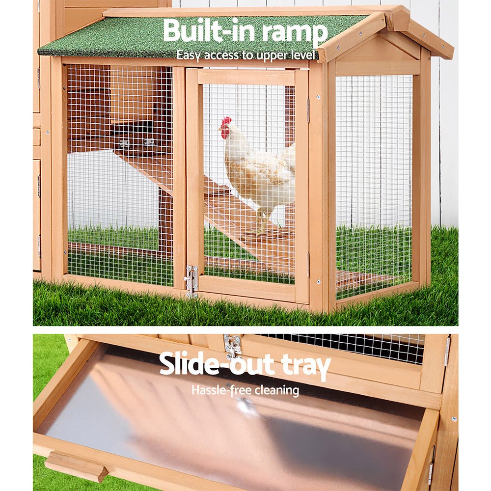 i.Pet Chicken Coop Rabbit Hutch 138cm Wide Wooden Pet Hutch - DogsDomain.com.au
