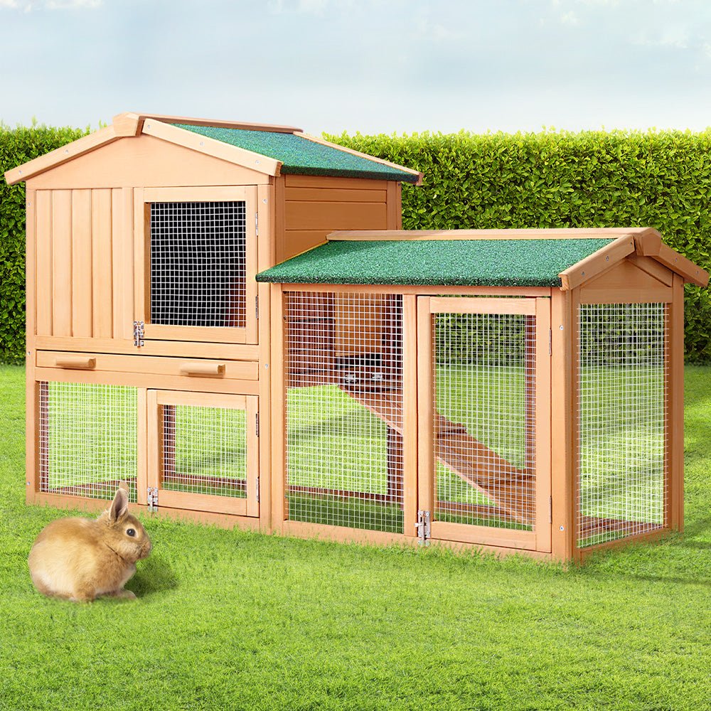 i.Pet Chicken Coop Rabbit Hutch 138cm Wide Wooden Pet Hutch - DogsDomain.com.au