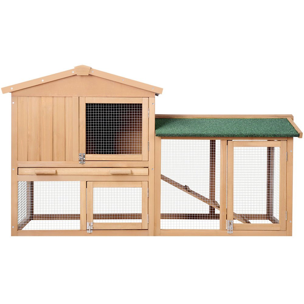 i.Pet Chicken Coop Rabbit Hutch 138cm Wide Wooden Pet Hutch - DogsDomain.com.au