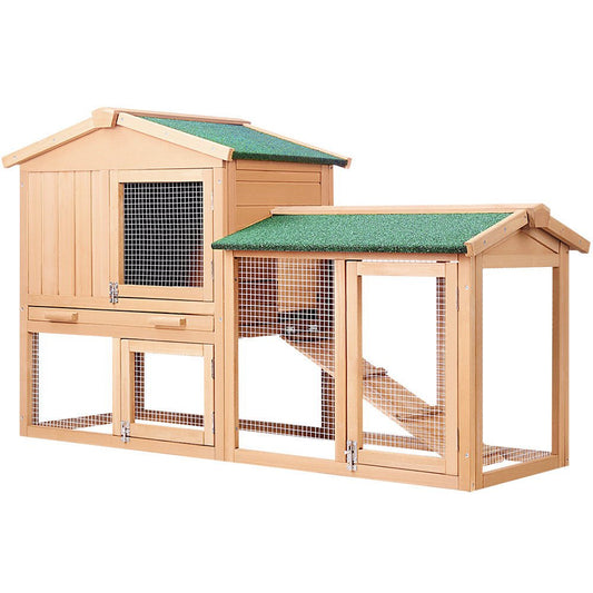 i.Pet Chicken Coop Rabbit Hutch 138cm Wide Wooden Pet Hutch - DogsDomain.com.au