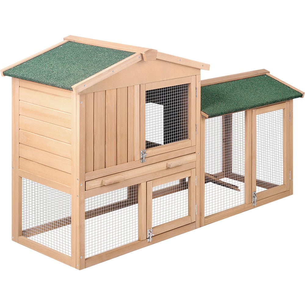 i.Pet Chicken Coop Rabbit Hutch 138cm Wide Wooden Pet Hutch - DogsDomain.com.au