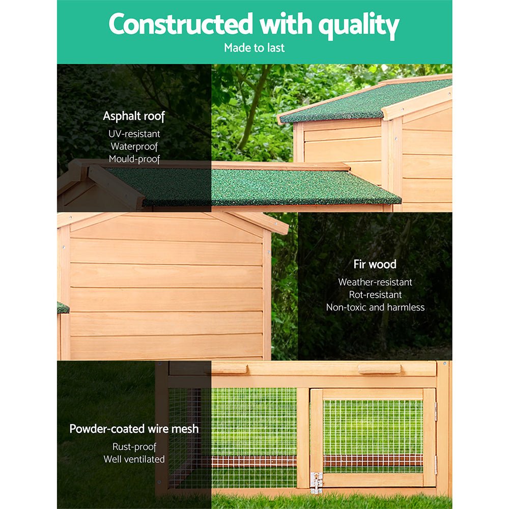 i.Pet Chicken Coop Rabbit Hutch 138cm Wide Wooden Pet Hutch - DogsDomain.com.au