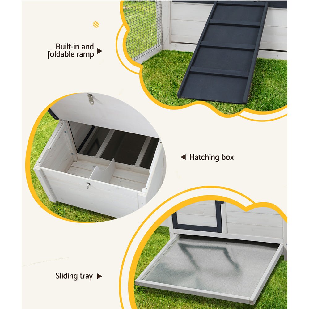 i.Pet Chicken Coop Rabbit Hutch Large House Run Cage XL Pet Hutch Bunny Wooden - DogsDomain.com.au