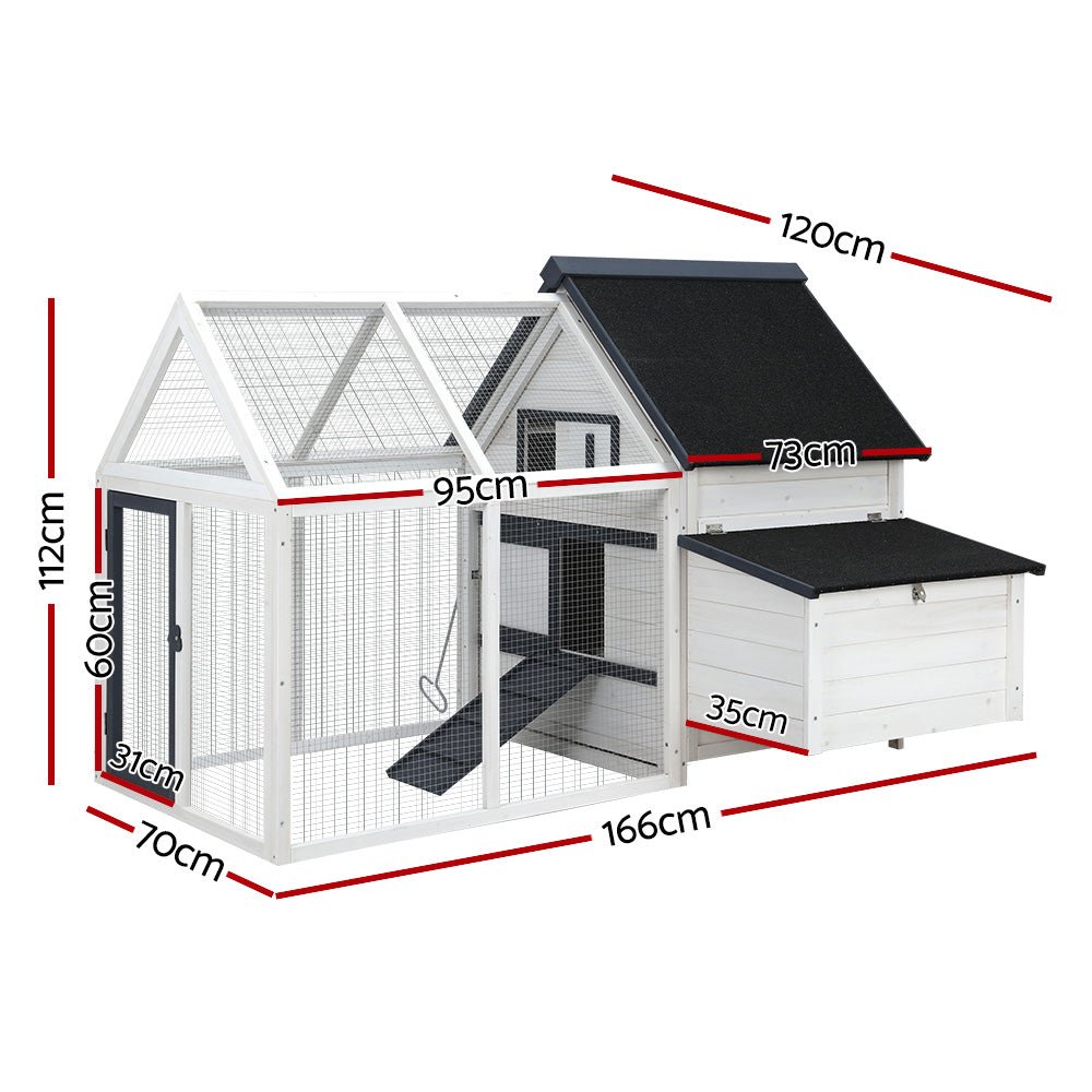 i.Pet Chicken Coop Rabbit Hutch Large House Run Cage XL Pet Hutch Bunny Wooden - DogsDomain.com.au