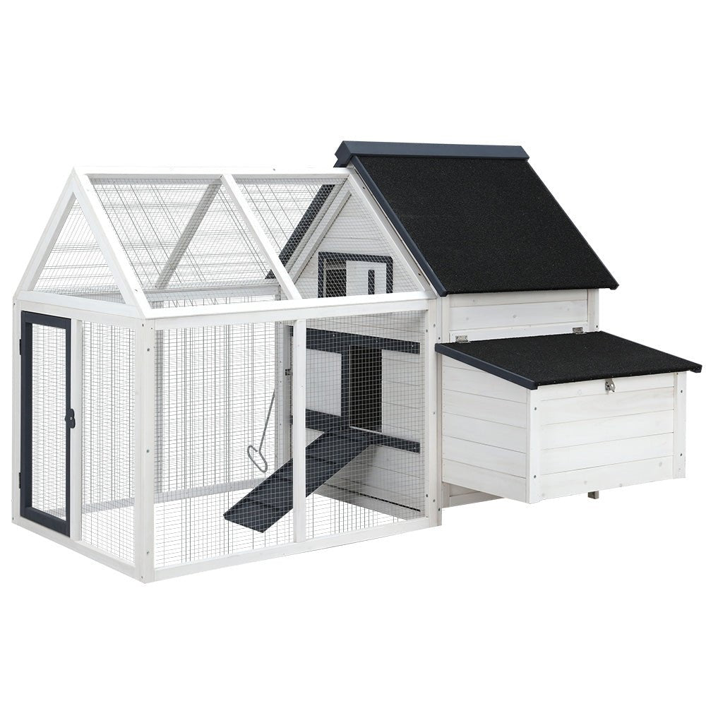 i.Pet Chicken Coop Rabbit Hutch Large House Run Cage XL Pet Hutch Bunny Wooden - DogsDomain.com.au