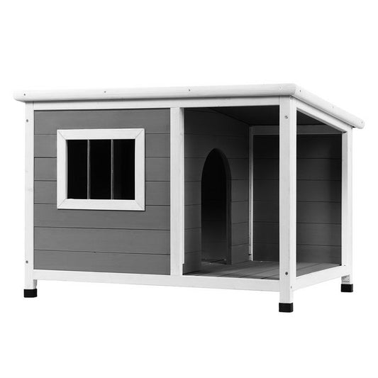 i.Pet Dog Kennel House Large Wooden Outdoor Pet Kennels Indoor Puppy Cabin Log - DogsDomain.com.au