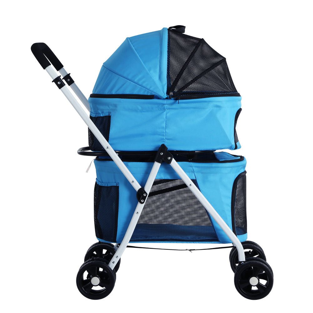 i.Pet Pet Stroller Dog Pram Large Cat Carrier Travel Foldable 4 Wheels Double - DogsDomain.com.au