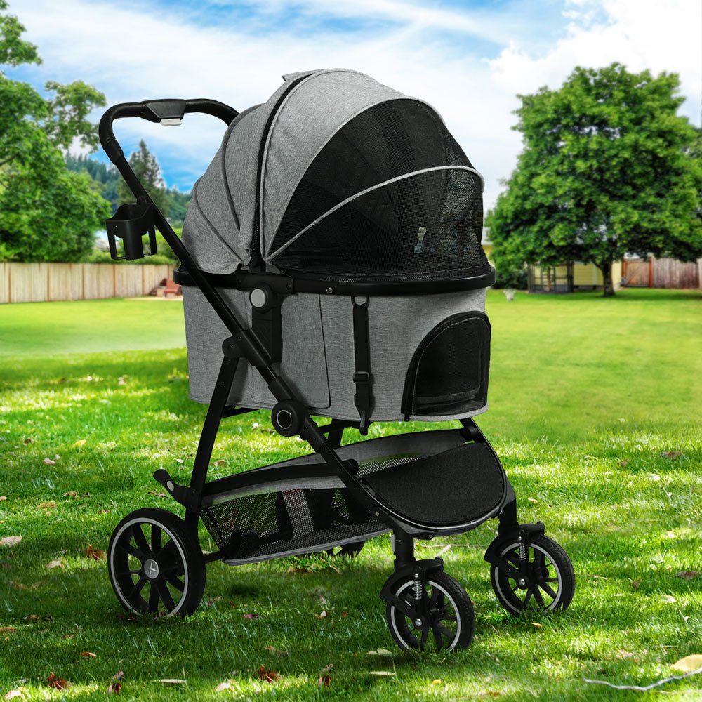 i.Pet Pet Stroller Pram Large Dog Cat Carrier Travel Pushchair Foldable 4 Wheels - DogsDomain.com.au