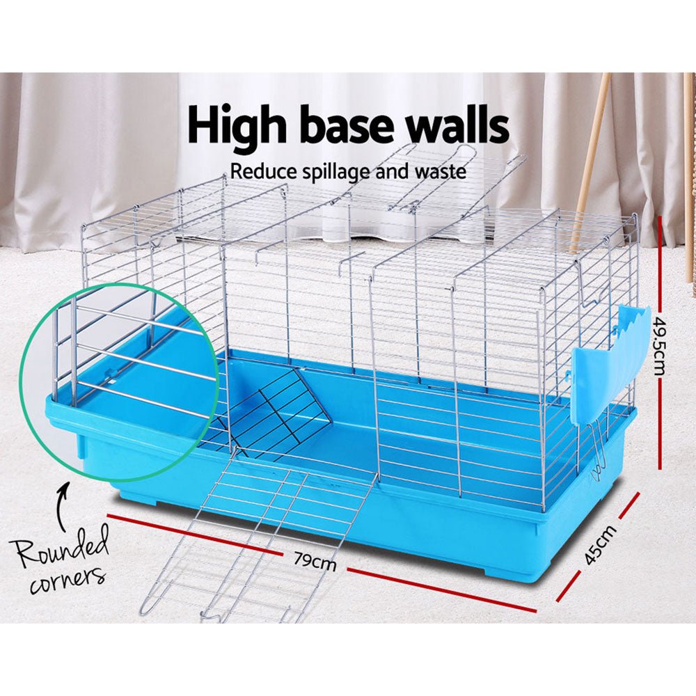 i.Pet Rabbit Cage Hutch Cages Indoor Hamster Enclosure Carrier Bunny Blue - DogsDomain.com.au